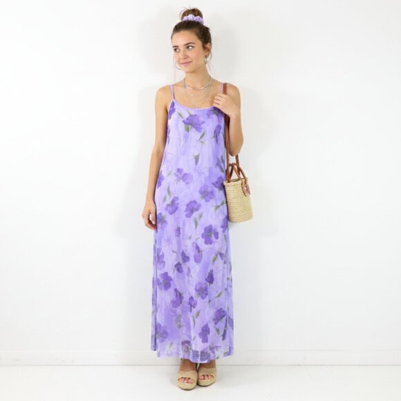 *Accomplice Vintage Purple Floral Maxi Summer Dress - Picture 1 of 7